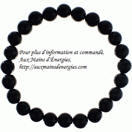 BRACELET ÉLASTIQUE EN PERLE NOIRES EN ONYX 8MM