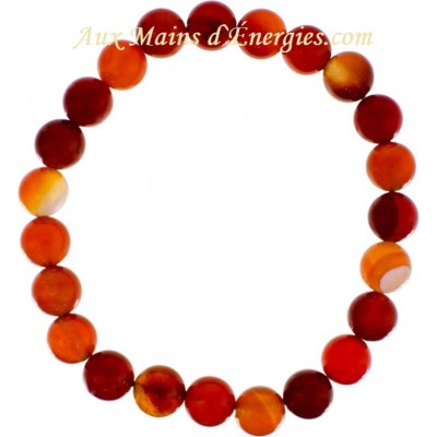 BRACELET ÉLASTIQUE EN PERLE AGATE BRUN ET ROUGE...