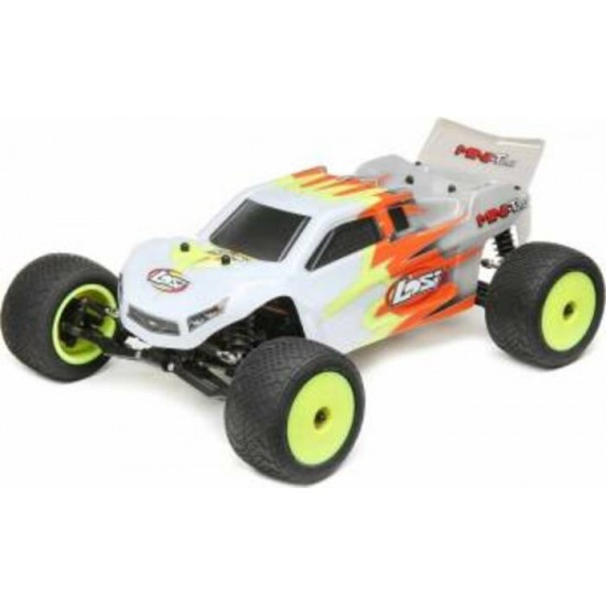 Camion de stade Losi Mini-T 2.0 1/18 RTR 2wd (gris/blanc) avec radio 2,4 GHz, batterie et chargeur