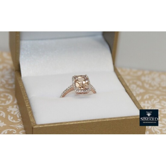 Bague Morganite et diamants or rose10k