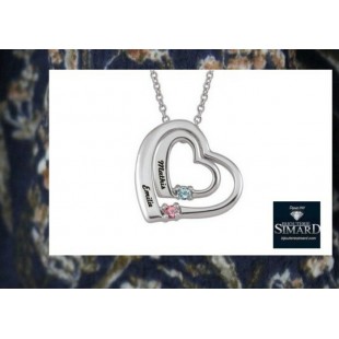 Pendentif + ch  personnalisé 2 coeurs arg 925
