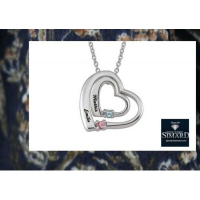 Pendentif + ch  personnalisé 2 coeurs arg 925