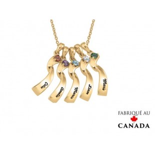 Pendentif familiale 1 à 5 pierres cz 10 k