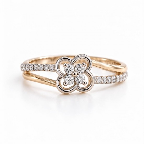 Bague trèfle à 4 feuilles à diamants or 10K