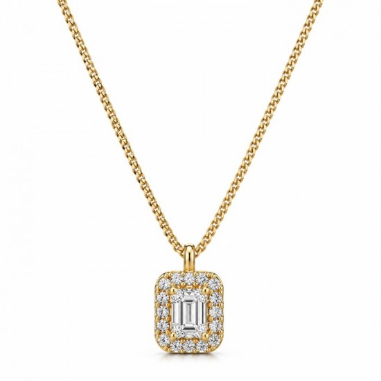 Ensemble chaine et pendentif  diamant de laboratoire taille émeraude LUJO