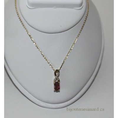 Pendentif tourmaline rose juin et  diamants et ch....