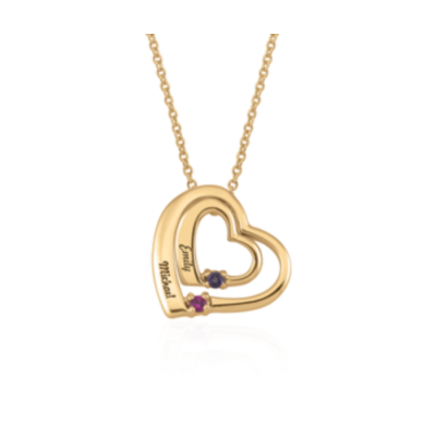 Pendentif + ch  personnalisé 2 coeurs