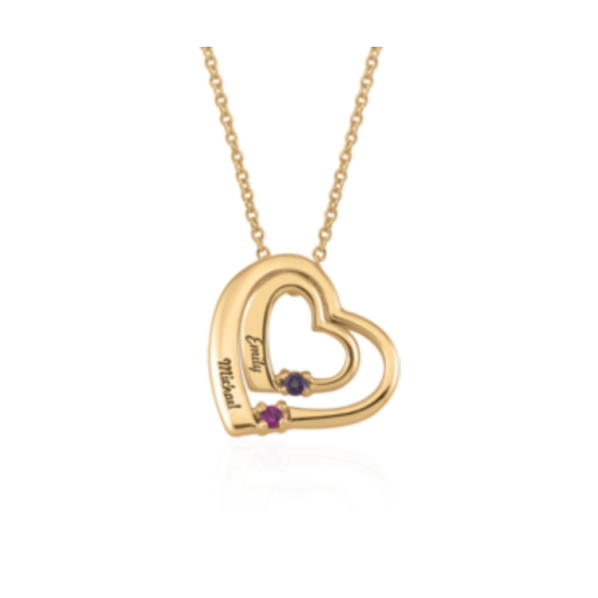 Pendentif + ch  personnalisé 2 coeurs