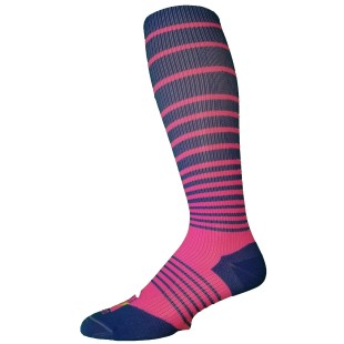 BAS DE COMPRESSION - BLEU ÉLECTRIQUE RAYÉ ROSE