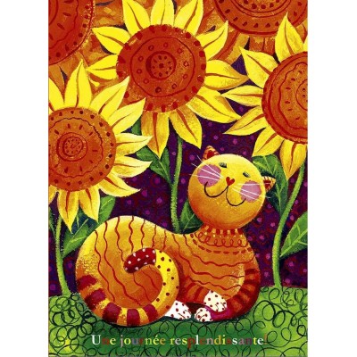 Chat et fleurs soleil Chat et fleurs soleil