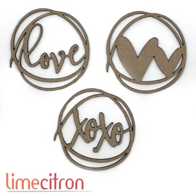  Chipboard -  3 ronds Love