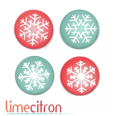 Flocons rouges et turquoises 
