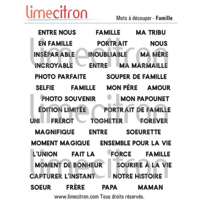 Feuille de mots - Famille