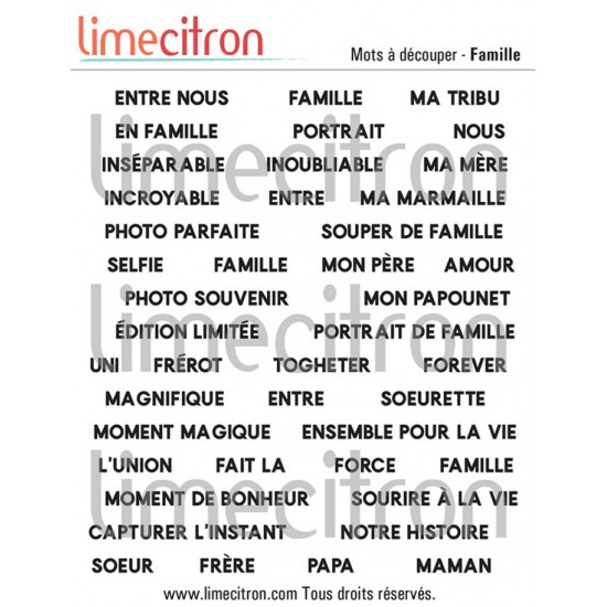 Feuille de mots - Famille