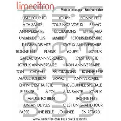 Feuille de mots - Anniversaire