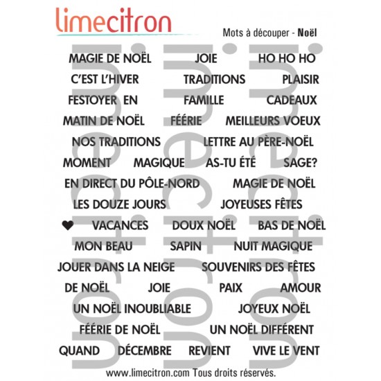 Feuille de mots - Noël