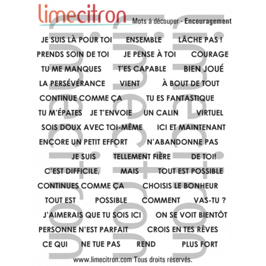Feuille de mots - Encouragement