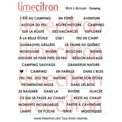 Feuille de mots - Camping