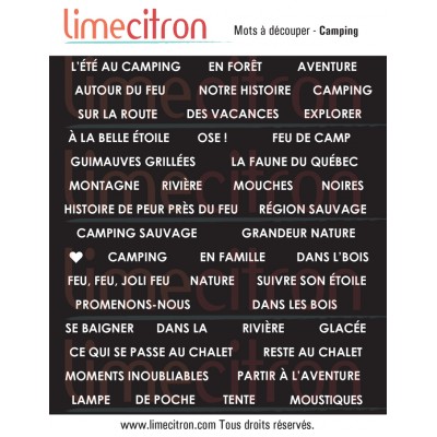 Feuille de mots - Camping