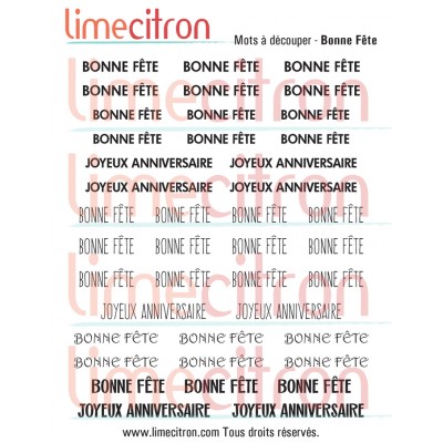 Feuille de mots - Juste des Bonne Fête