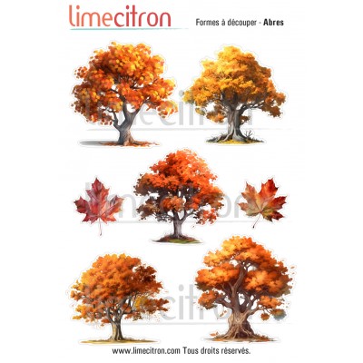 Feuille de formes à découper - Arbres