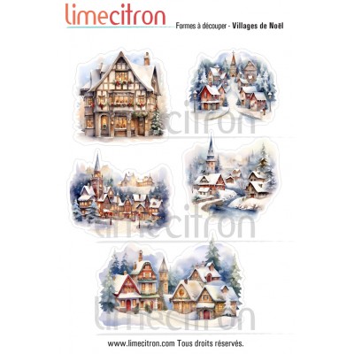 Feuille de formes à découper - Villages de Noël