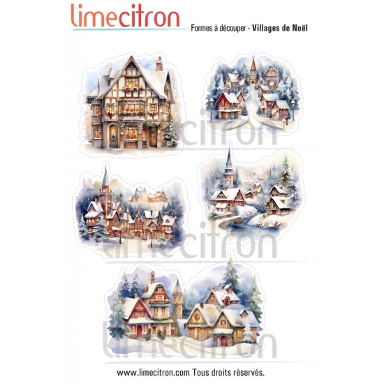 Feuille de formes à découper - Villages de Noël