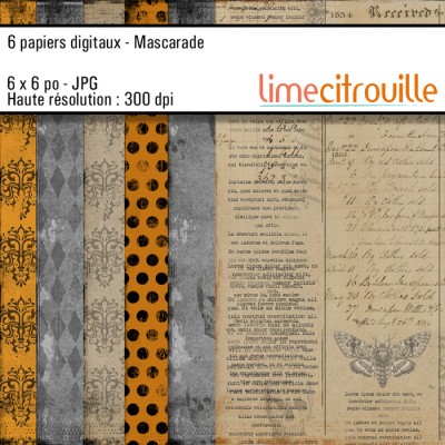 Papiers DIGITAUX Mascarade - 6x6 Jpg 300Dpi