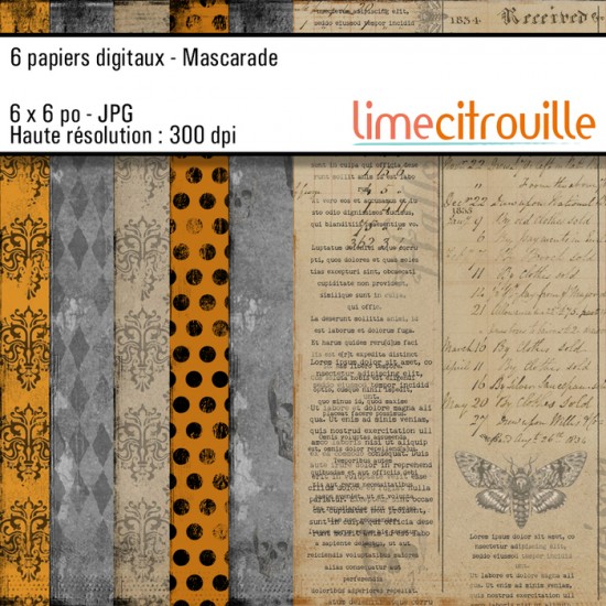Papiers DIGITAUX Mascarade - 6x6 Jpg 300Dpi