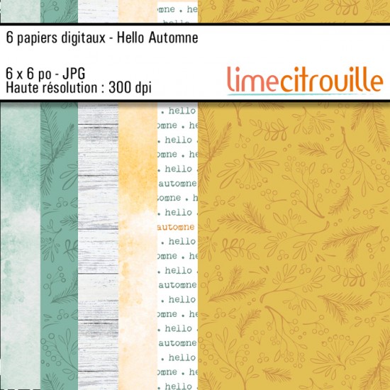Papiers DIGITAUX Hello automne - 6x6 Jpg 300Dpi