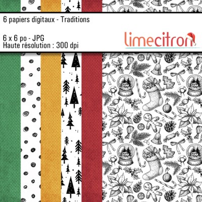 Papiers DIGITAUX Traditions - 6x6 Jpg 300Dpi
