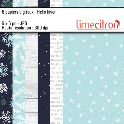 Papiers DIGITAUX Hello Hiver - 6x6 Jpg 300Dpi