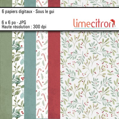 Papiers DIGITAUX Sous le gui - 6x6 Jpg 300Dpi