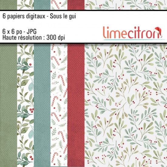 Papiers DIGITAUX Sous le gui - 6x6 Jpg 300Dpi
