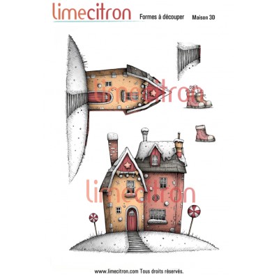 Feuille de formes à découper - 3D  Maison2 -...