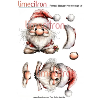 Feuille de formes à découper - 3D  Père Noël...