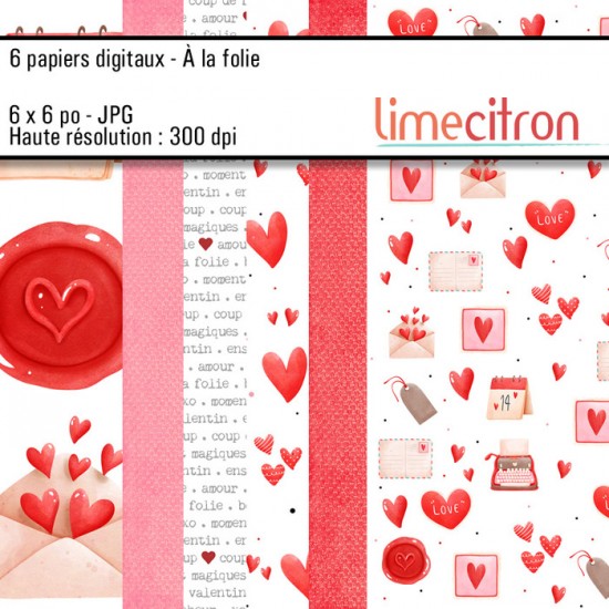 Papiers DIGITAUX- À la folie - 6x6 Jpg 300Dpi