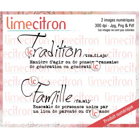 Définition Tradition et famille - Étampe numérique à télécharger