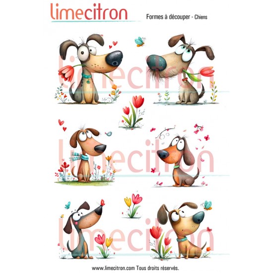 Feuille de formes à découper - Chiens