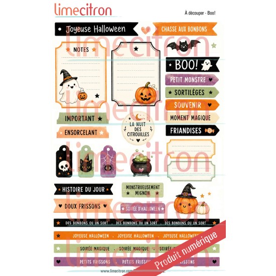 Téléchargeable - Feuille d'étiquettes à découper - BOO!