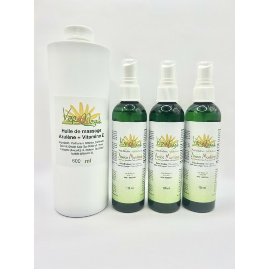 3 vaporisateurs + 1 huile à massage ( azulène) 426