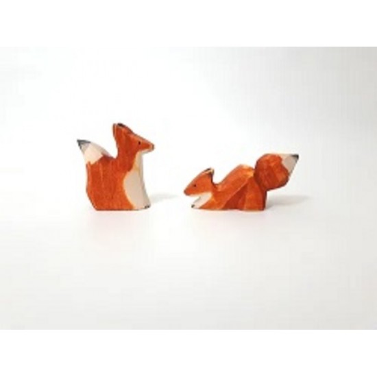 Bébé renard roux, sculpté en bois, jouet écologique, jouet en bois, figurine, décoration