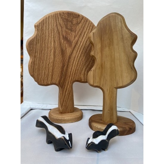 Maman Mouffette  et son fils sculpté en bois,...
