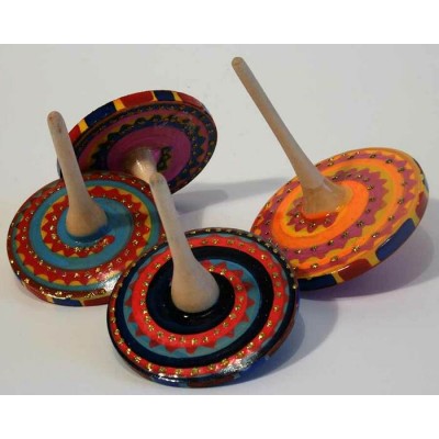 Toupie de bois multicolore