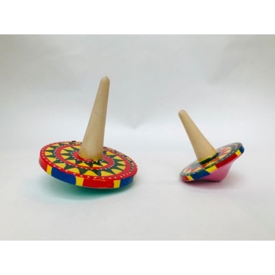 Toupie de bois multicolore