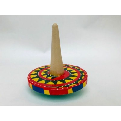 Toupie de bois multicolore