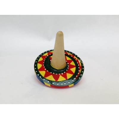 Toupie de bois multicolore