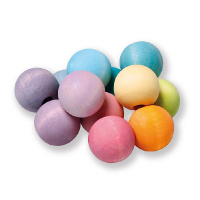 Hochet: Boules arc-en-ciel sur élastique. 3 options de coloris