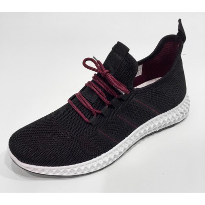 18666-Souliers sneakers OZZAZ noir/bourgogne