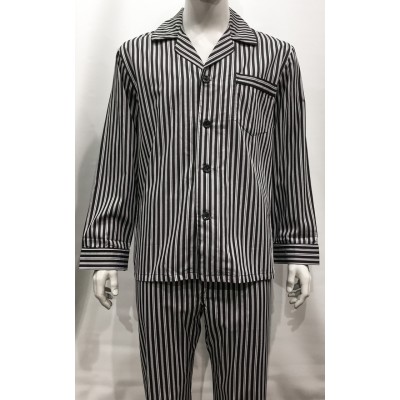 18715-Pyjama long MAJESTIC  rayé noir